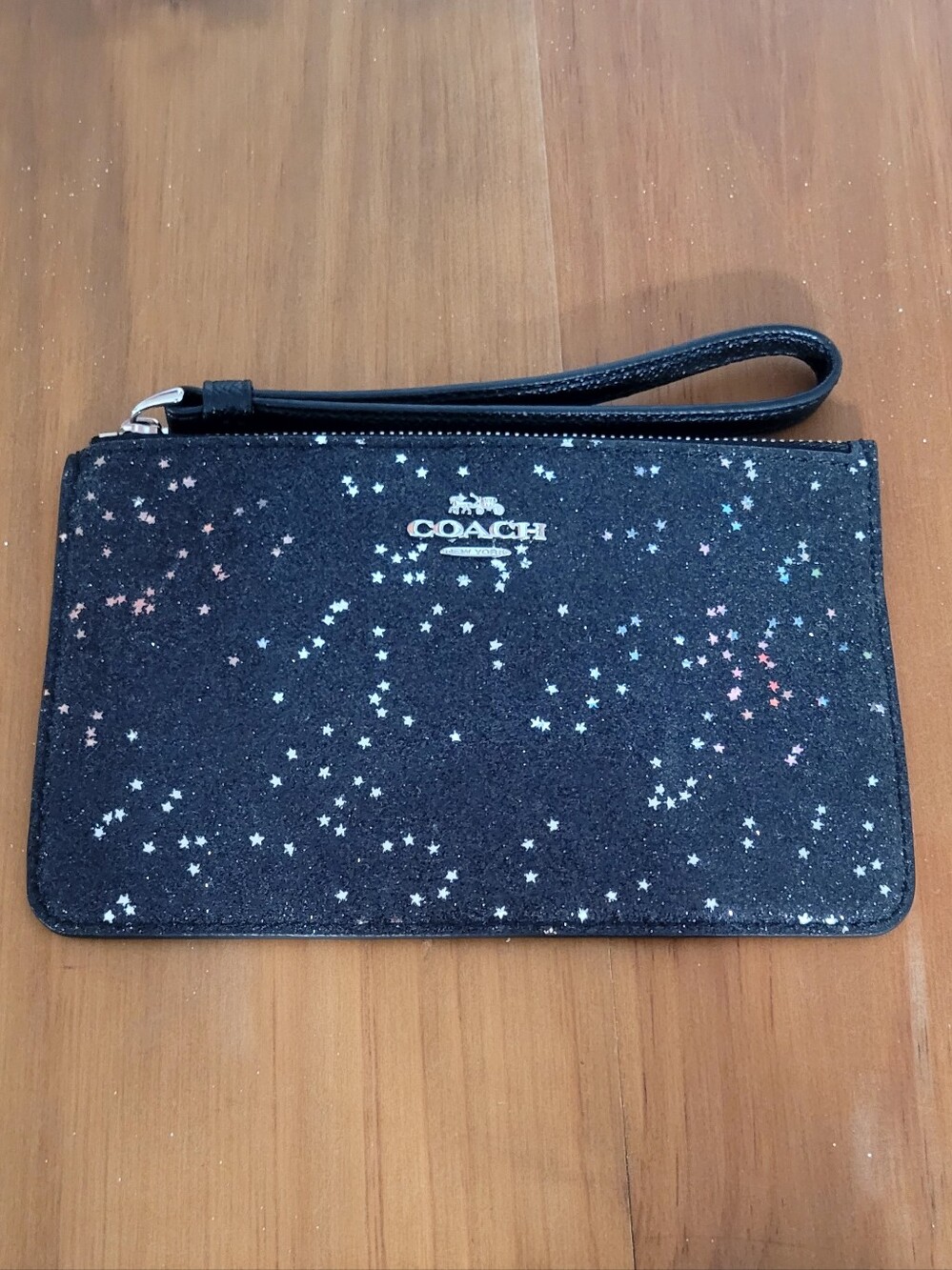 Coach Black Glitter Wristlet Clutch